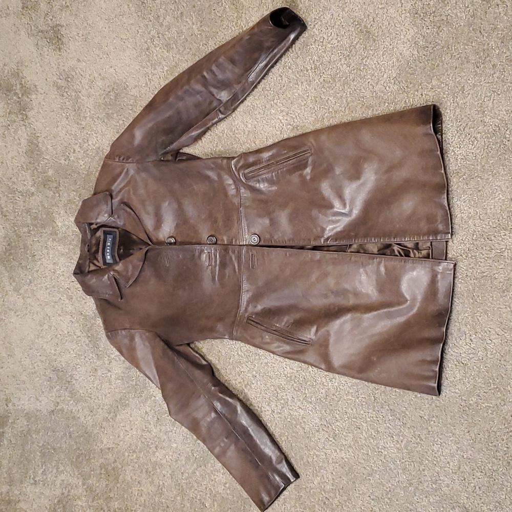Whet Blu Women's Long Leather Coat XS